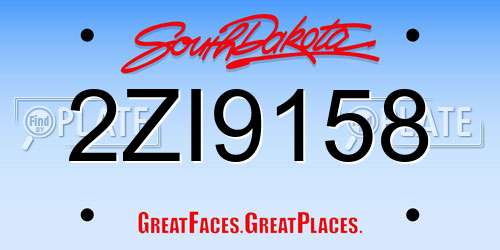 2ZI9158 South Dakota License Plate