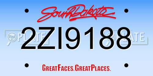 2ZI9188 South Dakota License Plate