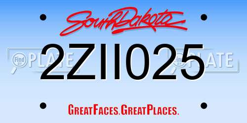 2ZII025 South Dakota License Plate