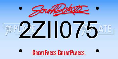 2ZII075 South Dakota License Plate