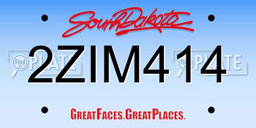 2ZIM414 South Dakota License Plate
