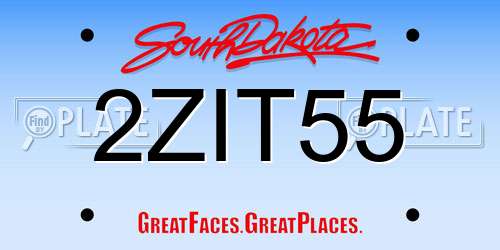 2ZIT55 South Dakota License Plate