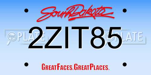 2ZIT85 South Dakota License Plate