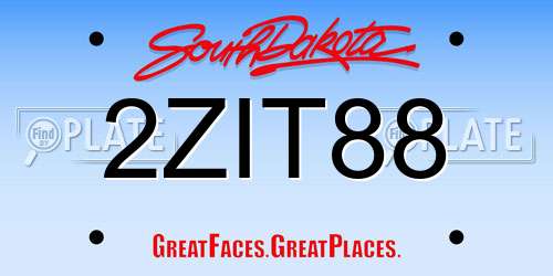 2ZIT88 South Dakota License Plate