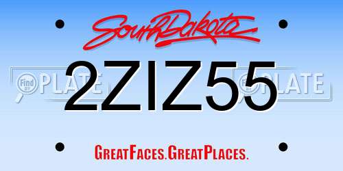 2ZIZ55 South Dakota License Plate