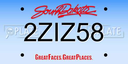 2ZIZ58 South Dakota License Plate