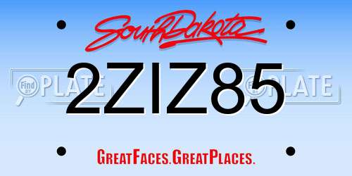 2ZIZ85 South Dakota License Plate