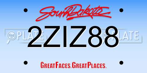 2ZIZ88 South Dakota License Plate