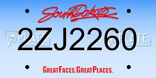 2ZJ2260 South Dakota License Plate