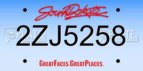 2ZJ5258 South Dakota License Plate