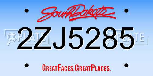 2ZJ5285 South Dakota License Plate