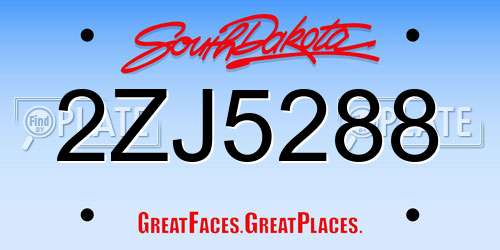 2ZJ5288 South Dakota License Plate