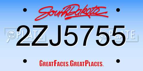 2ZJ5755 South Dakota License Plate