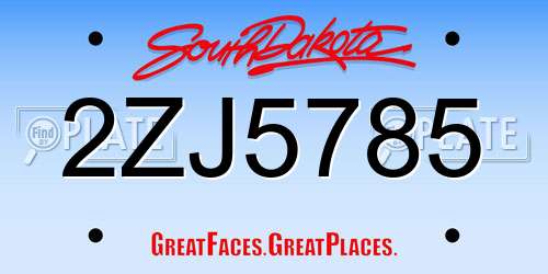 2ZJ5785 South Dakota License Plate