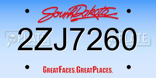 2ZJ7260 South Dakota License Plate