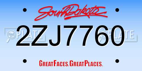 2ZJ7760 South Dakota License Plate