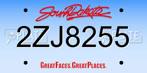 2ZJ8255 South Dakota License Plate