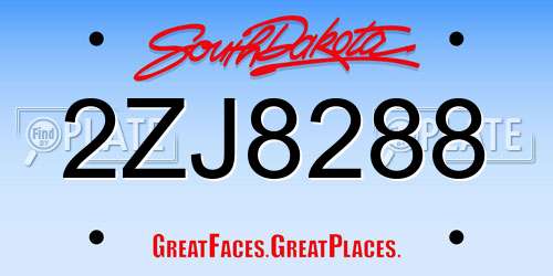 2ZJ8288 South Dakota License Plate