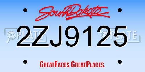 2ZJ9125 South Dakota License Plate
