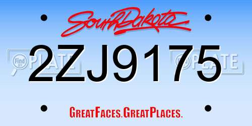 2ZJ9175 South Dakota License Plate