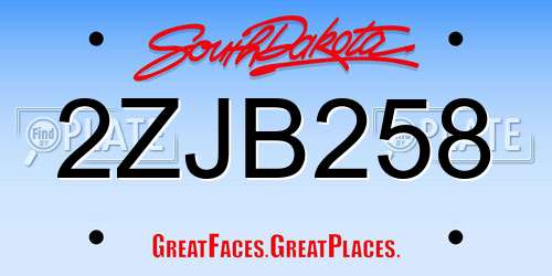 2ZJB258 South Dakota License Plate