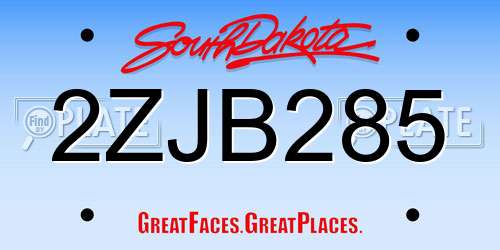 2ZJB285 South Dakota License Plate