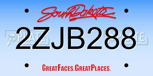 2ZJB288 South Dakota License Plate