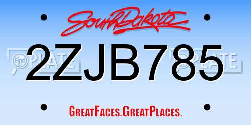 2ZJB785 South Dakota License Plate