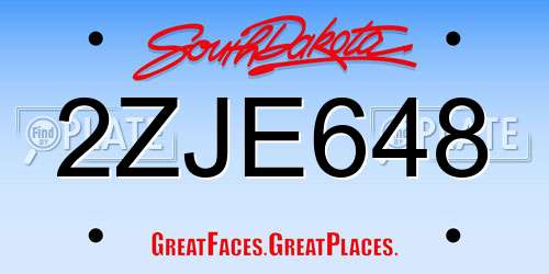 2ZJE648 South Dakota License Plate