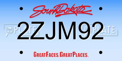 2ZJM92 South Dakota License Plate
