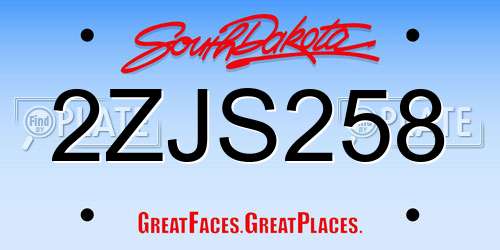 2ZJS258 South Dakota License Plate