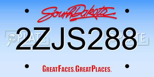 2ZJS288 South Dakota License Plate