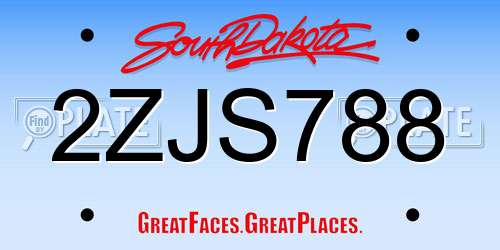 2ZJS788 South Dakota License Plate