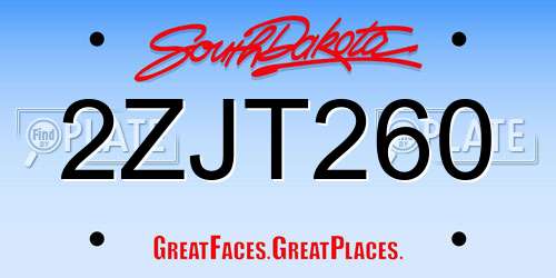 2ZJT260 South Dakota License Plate