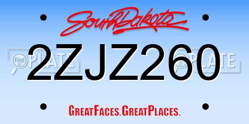2ZJZ260 South Dakota License Plate