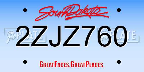 2ZJZ760 South Dakota License Plate