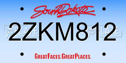 2ZKM812 South Dakota License Plate