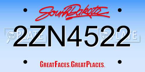 2ZN4522 South Dakota License Plate