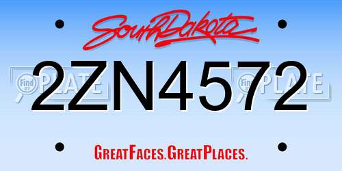 2ZN4572 South Dakota License Plate