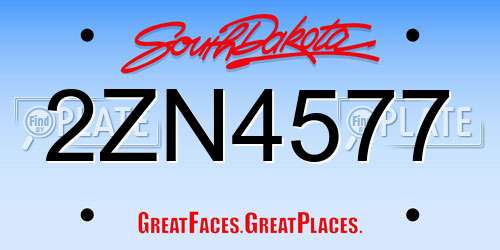 2ZN4577 South Dakota License Plate