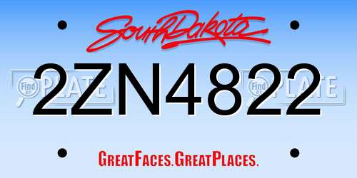 2ZN4822 South Dakota License Plate