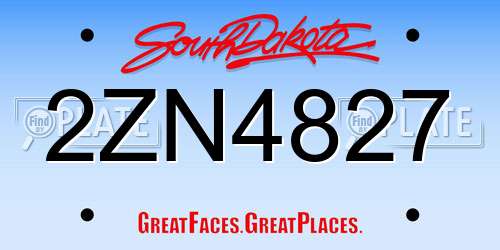 2ZN4827 South Dakota License Plate