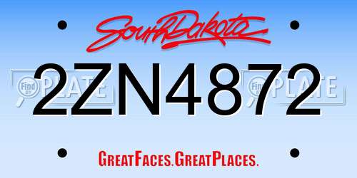 2ZN4872 South Dakota License Plate