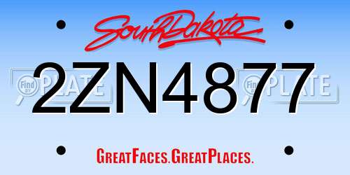 2ZN4877 South Dakota License Plate