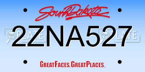 2ZNA527 South Dakota License Plate