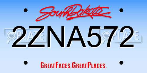 2ZNA572 South Dakota License Plate
