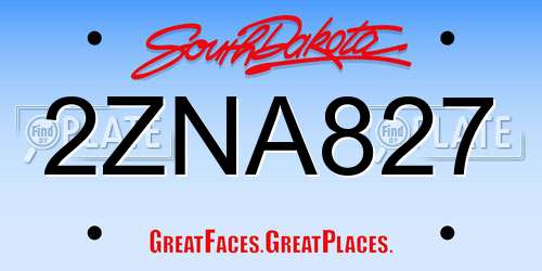 2ZNA827 South Dakota License Plate