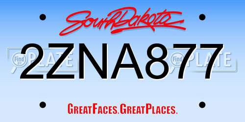 2ZNA877 South Dakota License Plate