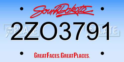 2ZO3791 South Dakota License Plate