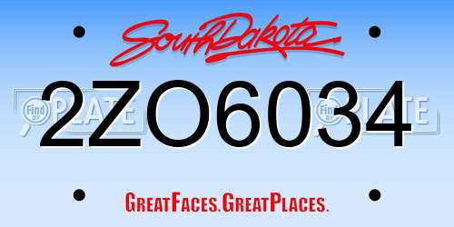 2ZO6034 South Dakota License Plate